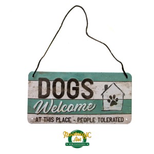 28015 Metal Plate 10x20sm - Dogs Welcome